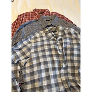 John Varvatos USA Shirt Lot 3 Mens XXL Plaid Floral Button Front 26 P2P